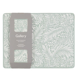 Leaf Placemat and Coaster Set - Blue 